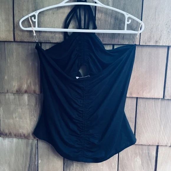 REISS Solare Cutout Halter Black Top Viscose Jersey Size L Made In Turkey - Picture 12 of 15
